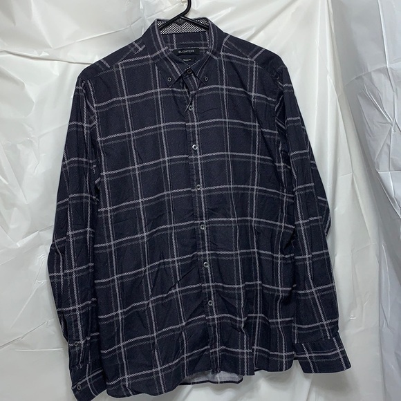 Men’s bugatchi caviar plaid button down long sleeve shirt size M - Picture 2 of 6